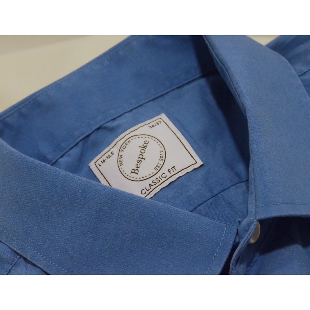 Bespoke New York Men's 16-16.5; 36/37 Medium Blue Classic Fit Dress Shirt.